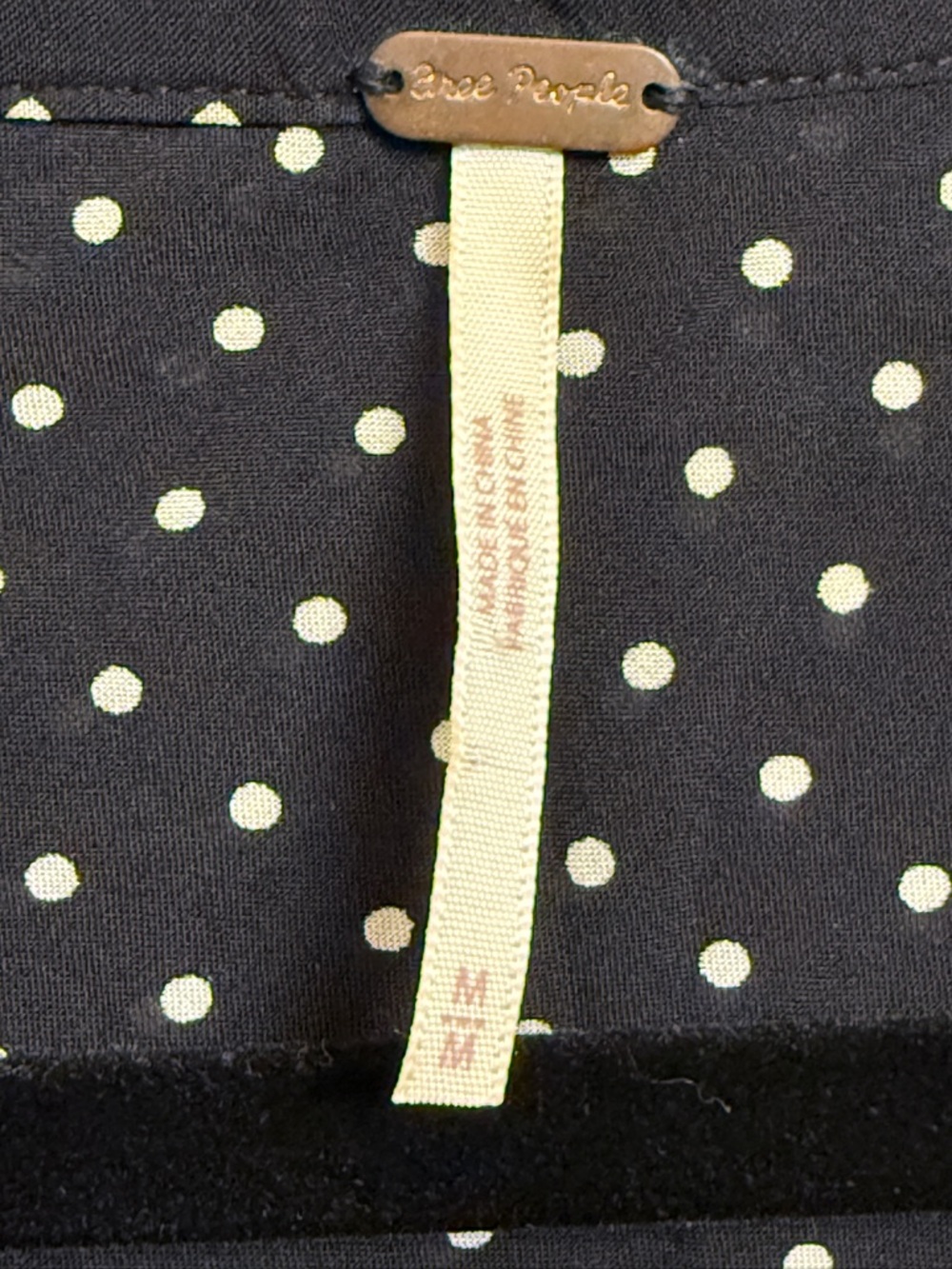 Free People Pippa Black Polka Dot Mini Dress Medium Button Front Flowy Boho - Picture 8 of 13